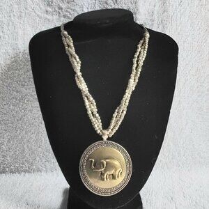 3/$40 18" Two Tone Elephant Statement Piece Necklace Quality Costume Jewelry!!